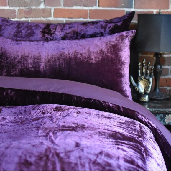 Comforter & pillow cases king sized crushed velvet quilted satiny silky shimmer - Picture 11 of 11